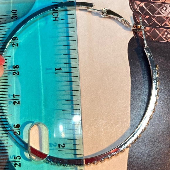 Silver Tone Crystal Earrings - Picture 3 of 4